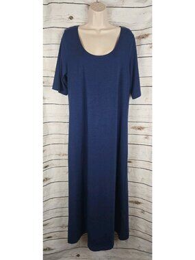 Bryn Walker Navy Blue Knit Midi Dress M Bamboo Organic Cotton Womens
